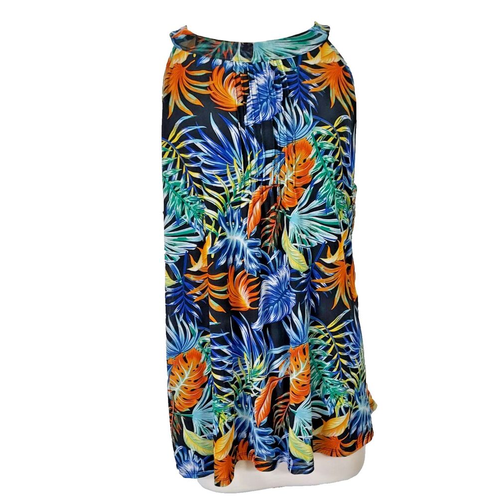 A Love Story Tropical Floral Mesh Sleeveless Blouse Top Plus Size 3X Stretch